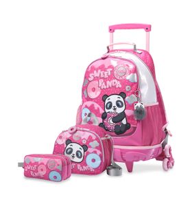 KIT X 3 SWEET PANDA MOCHILA 3 RUE L + LONCHERA + CARTUCHERA